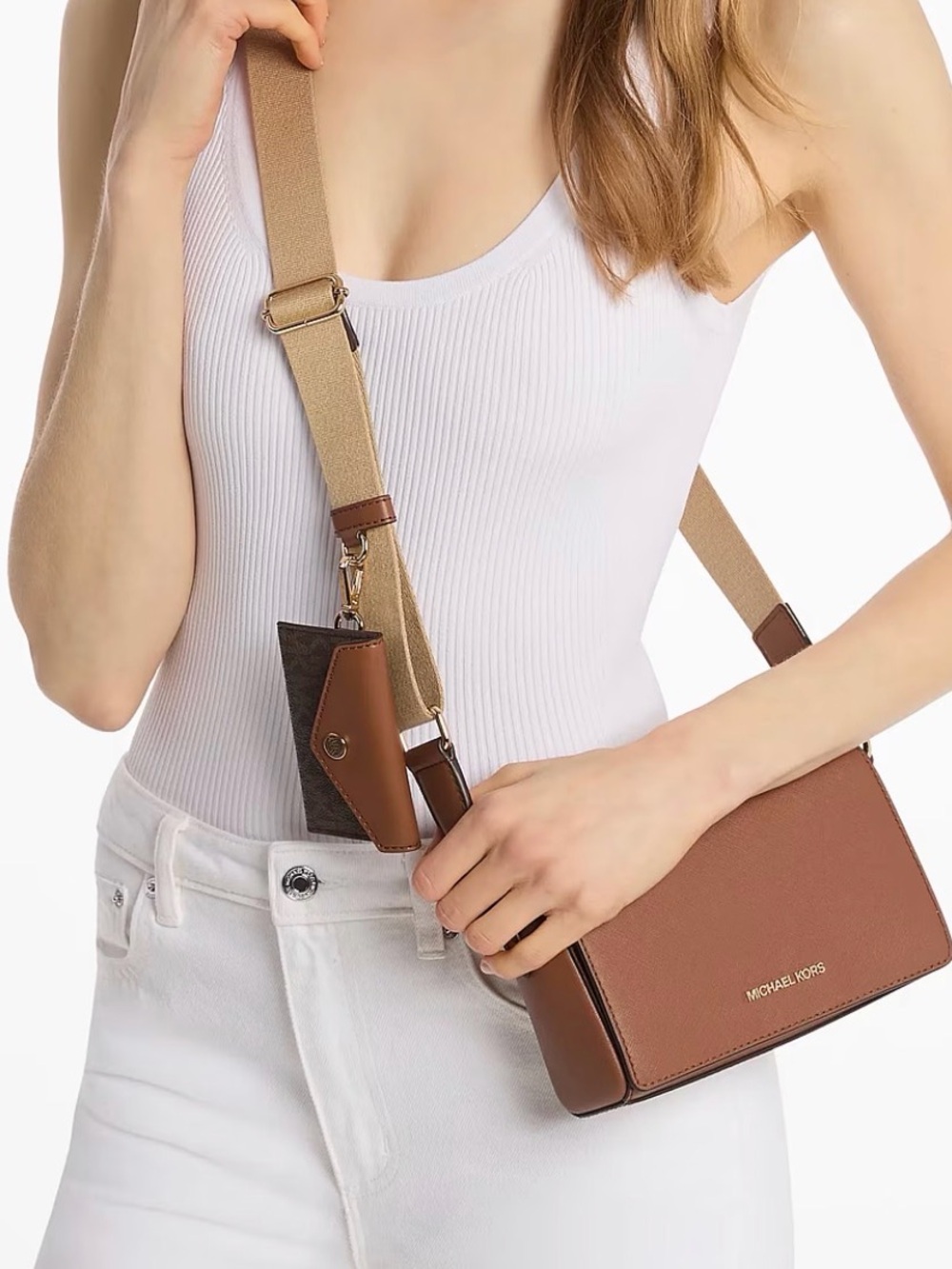 Michael Kors Vincent Small Saffiano Leather Crossbody w Signature Logo Card Case - Picture 3 of 5